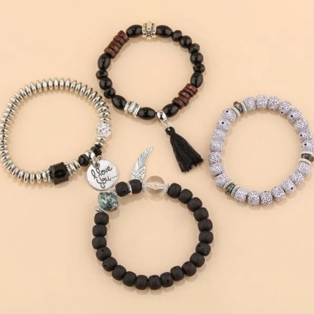 I LOVE YOU Boho Stacked Bracelets BRAND NEW - Picture 2 of 4